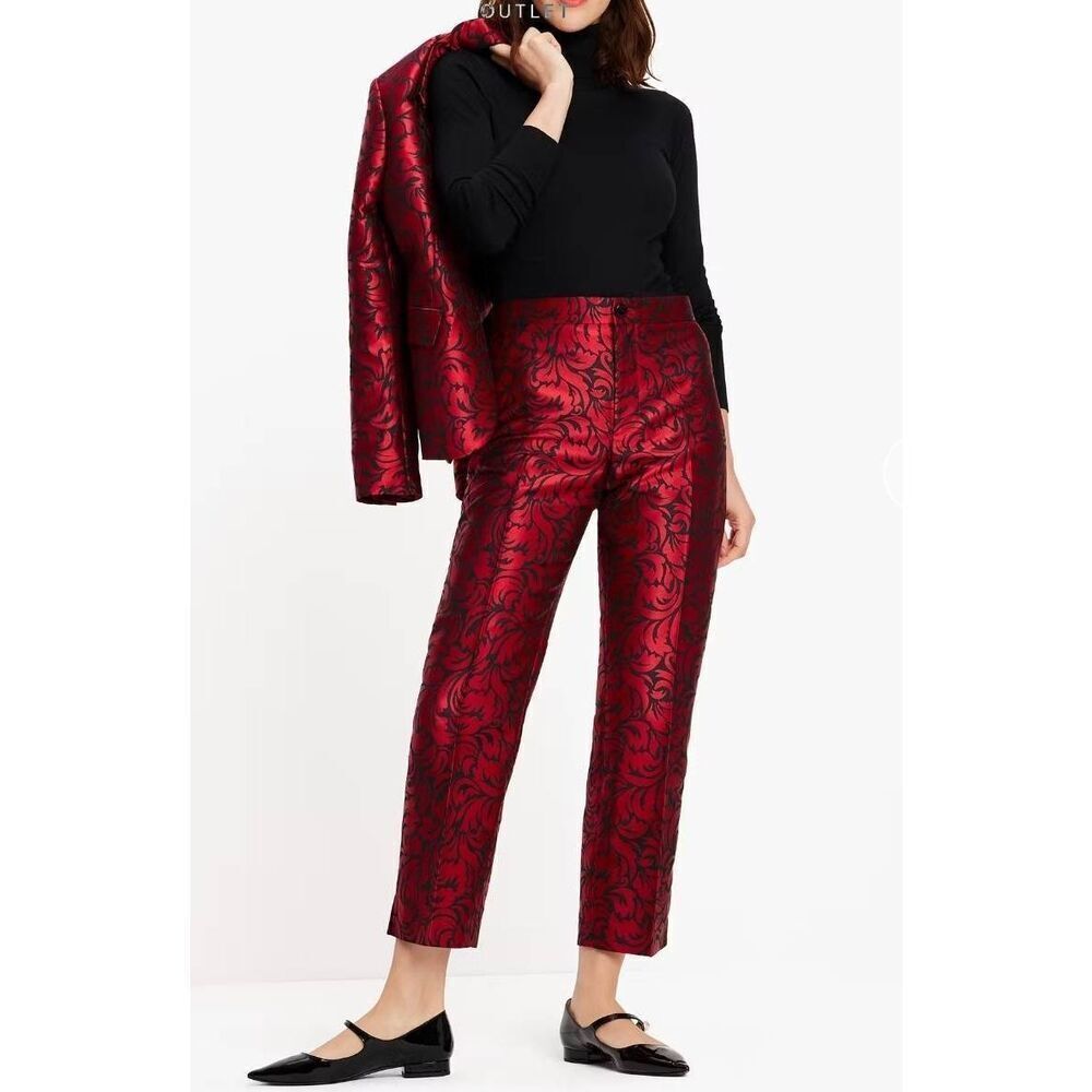 Kate Spade Pants Ankle Womens 16 High Rise Flourish Swirl Brocade Dressy Careerw - Picture 2 of 7